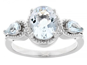 Blue Aquamarine Rhodium Over Sterling Silver Ring 1.76ctw