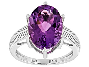 Canela Amethyst Rhodium Over Sterling Silver Ring 4.60ct