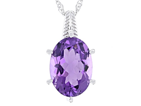 Purple Canela Amethyst Rhodium Over Sterling Silver Pendant with Chain 4.95ct