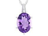 Purple Canela Amethyst Rhodium Over Sterling Silver Pendant with Chain 4.95ct