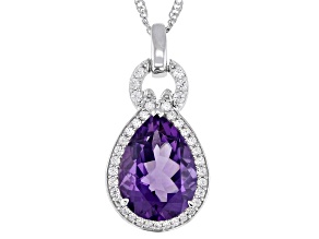 Canela Amethyst Rhodium Over Sterling Silver Pendant with Chain 4.61ctw