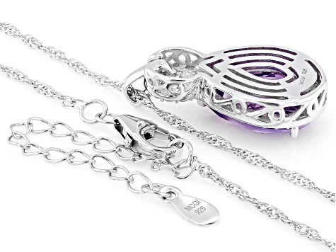 Canela Amethyst Rhodium Over Sterling Silver Pendant with
