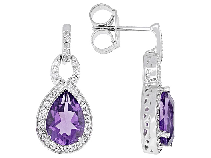 Canela Amethyst Rhodium Over Sterling Silver Earrings 3.80