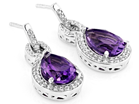 Canela Amethyst Rhodium Over Sterling Silver Earrings 3.80