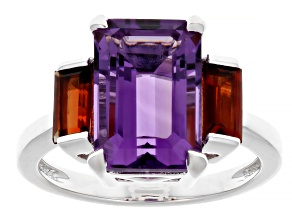Canela Amethyst Rhodium Over Sterling Silver Ring 4.04ctw