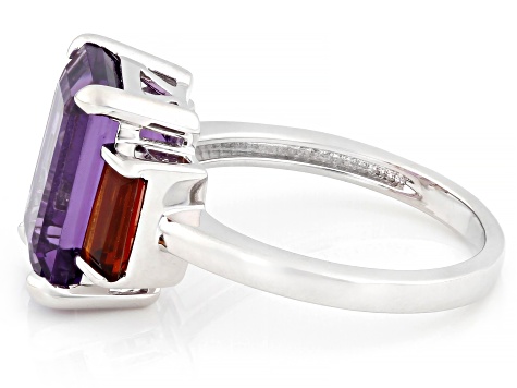 Canela Amethyst Rhodium Over Sterling Silver Ring 4.04ctw