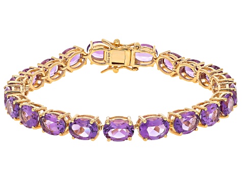 Canela Amethyst 18k Yellow Gold Over Sterling Silver Bracelet 23.10ctw