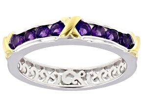 Amethyst Rhodium and 18k Yellow Gold Over Sterling Silver Two-Tone Ring 0.47ctw