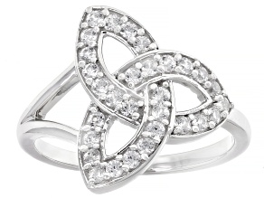 White Zircon Rhodium Over Sterling Silver Trinity Knot Ring 0.54ctw