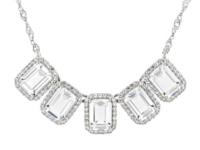 White Lab Created Sapphire Rhodium Over Sterling Silver Necklace 6.37ctw