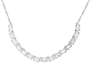 White Lab Created Sapphire Rhodium Over Sterling Silver Necklace 9.18ctw
