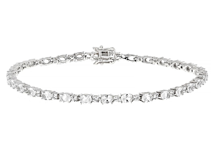 White Lab Created Sapphire Rhodium Over Sterling Silver Bracelet 7.01ctw