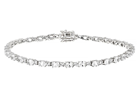 White Lab Created Sapphire Rhodium Over Sterling Silver Bracelet 7.01ctw