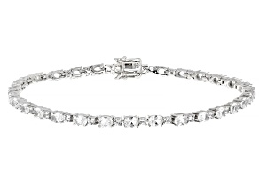 White Lab Created Sapphire Rhodium Over Sterling Silver Bracelet 7.01ctw