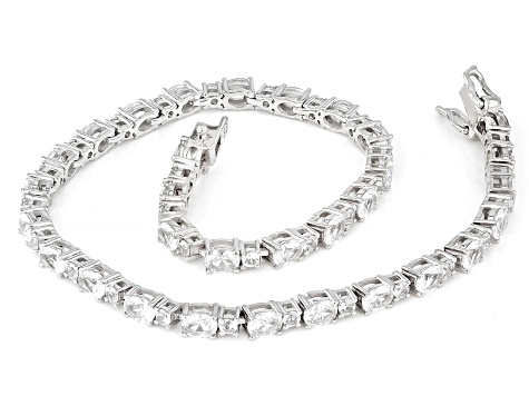 White Lab Created Sapphire Rhodium Over Sterling Silver Bracelet 7.01ctw