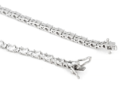 White Lab Created Sapphire Rhodium Over Sterling Silver Bracelet 7.01ctw