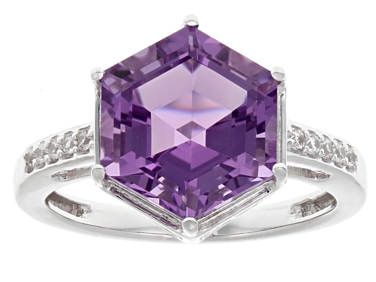 Lavender Amethyst Rhodium Over Sterling Silver Ring 3.79ctw