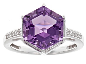 Lavender Amethyst Rhodium Over Sterling Silver Ring 3.79ctw