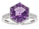 Lavender Amethyst Rhodium Over Sterling Silver Ring 3.79ctw