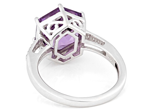 Lavender Amethyst Rhodium Over Sterling Silver Ring 3.79ctw