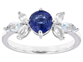 Blue Kyanite Rhodium Over Sterling Silver Ring 1.62ctw