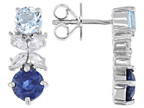 Blue Kyanite Rhodium Over Sterling Silver Earrings 3.76ctw