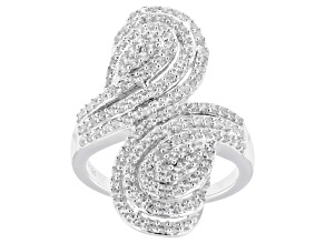 White Zircon Rhodium Over Sterling Silver Ring 1.28ctw