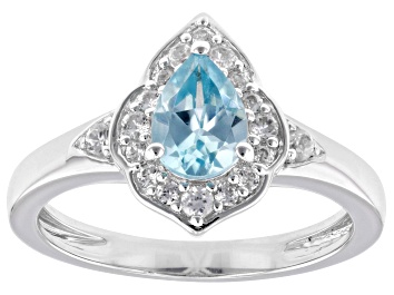 Picture of Blue Zircon Rhodium Over Sterling Silver Ring 1.18ctw