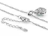 Blue Zircon Rhodium Over Sterling Silver Pendant with Chain 1.35ctw