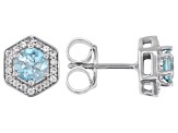 Blue Zircon Rhodium Over Sterling Silver Earrings 1.76ctw