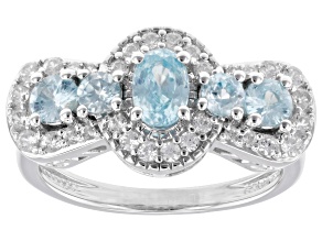Blue Zircon Rhodium Over Sterling Silver Ring 1.99ctw