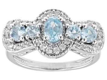 Picture of Blue Zircon Rhodium Over Sterling Silver Ring 1.99ctw
