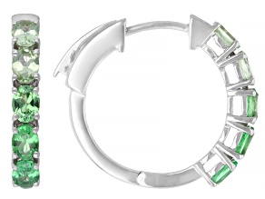 Green Tsavorite Rhodium Over Sterling Silver Hoop Earrings 1.57ctw