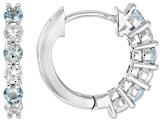Blue Ofiki Aquamarine Rhodium Over Sterling Silver Hoop Earrings 0.86ctw