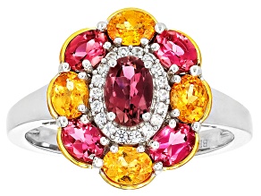 Pink Tourmaline Rhodium and 18K Yellow Gold Over Silver Ring 1.85ctw