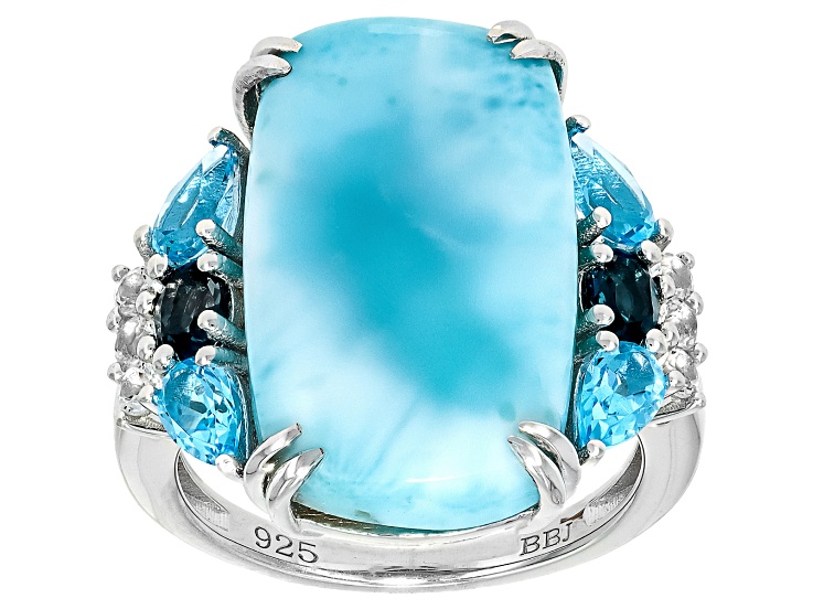 リングライト 零 スタライ 1st 5th 7th 8th Blue Larimar Rhodium Over Sterling Silver Ring 1.36ctw - RST1024 | JTV