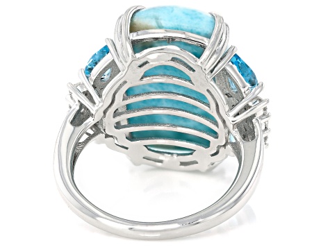 Blue Larimar Rhodium Over Sterling Silver Ring 1.36ctw - RST1024 | JTV
