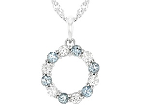 Blue Ofiki Aquamarine Rhodium Over Sterling Silver Pendant with Chain 0.86ctw