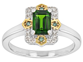 Chrome Diopside Rhodium and 18K Yellow Gold Over Silver Ring 1.060ctw