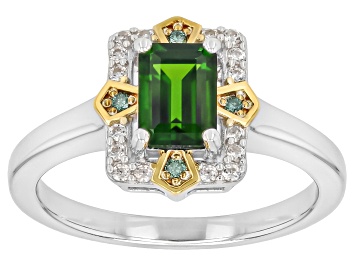Picture of Chrome Diopside Rhodium and 18K Yellow Gold Over Silver Ring 1.060ctw