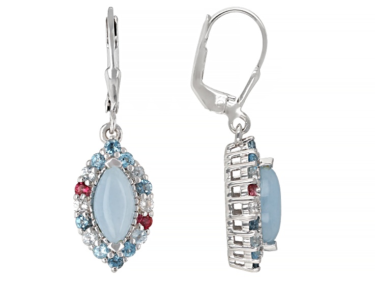 Dreamy Aquamarine Rhodium Over Sterling Silver Earrings 1.07ctw