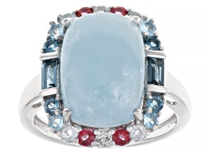 Dreamy Aquamarine Rhodium Over Sterling Silver Ring 0.81ctw