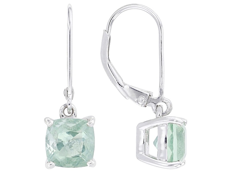 Green Fluorite Rhodium Over Sterling Silver Earrings 2.88ctw