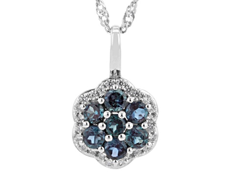 アクセサリー rikalove131 Green Lab Created Alexandrite Rhodium Over Sterling Silver Pendant