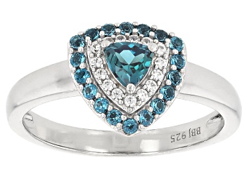 Picture of Blue Lab Created Alexandrite Rhodium Over Sterling Silver Ring 0.52ctw