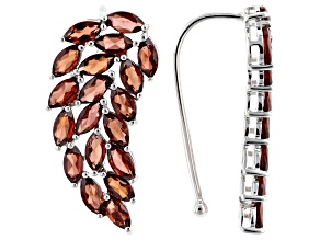 Red Garnet Rhodium Over Sterling Silver Climber Earrings 9.69ctw