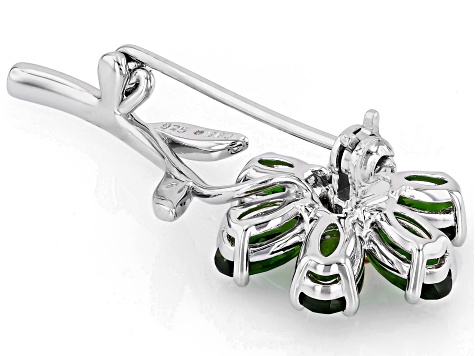 Green Chrome Diopside Rhodium and 18K Yellow Gold Over Silver