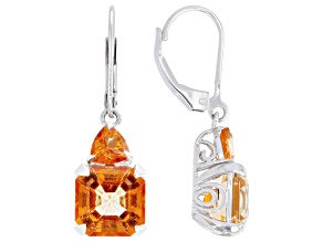 Mandarin Orange Topaz Rhodium Over Sterling Silver Earrings 9.09ctw