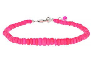 Pink Ethiopian Opal Rhodium Over Sterling Silver Bracelet