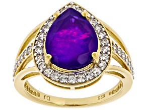 Purple Ethiopian Opal 18K Yellow Gold Over Sterling Silver Ring. 2.44ctw